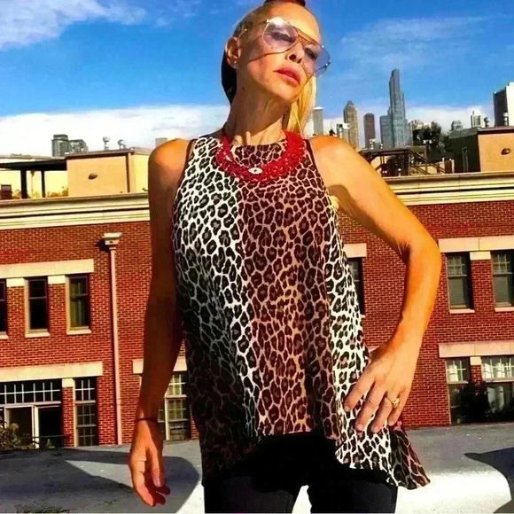 Elizabeth and James Everly Leopard Hi-Low Sleeveless Top small - Picture 6 of 6